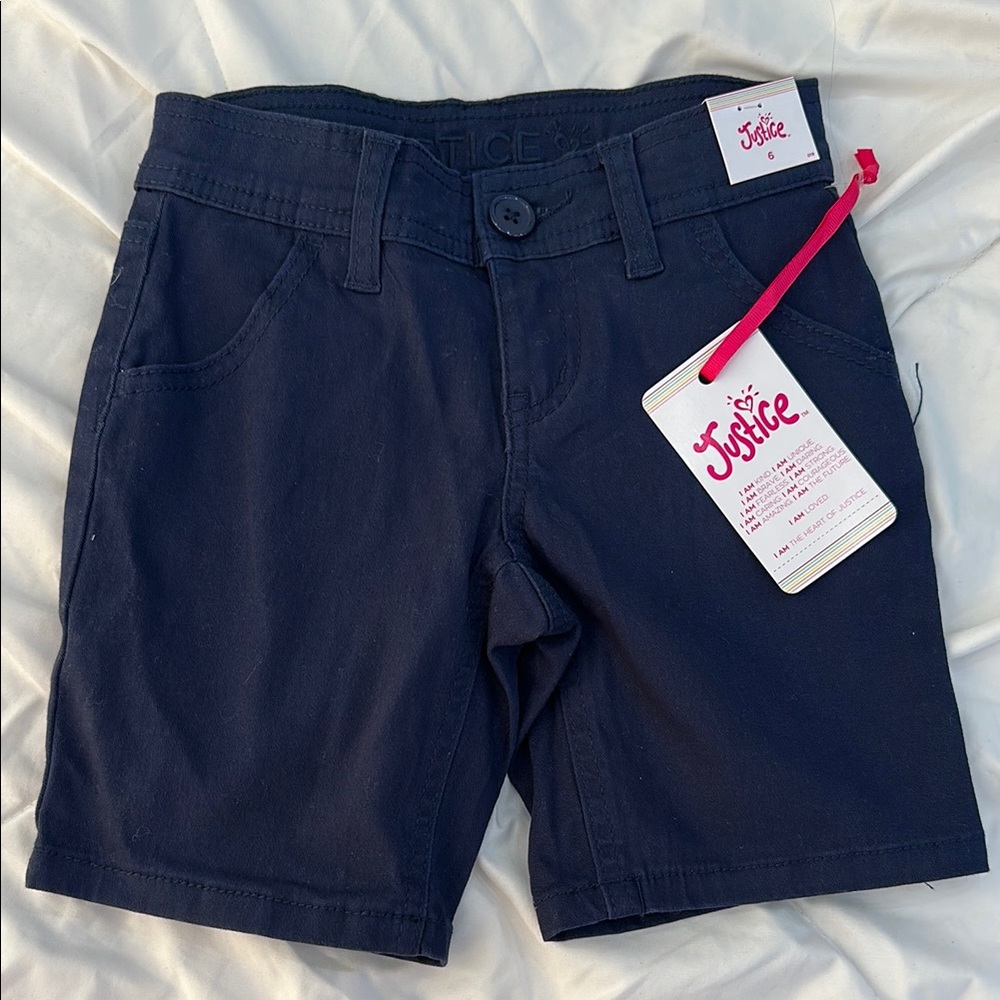 Justice Blue Casual Shorts Versatile Cotton Blend